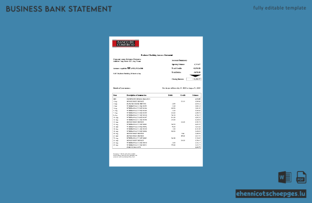 Beispiel für einen Unternehmensabschluss der peruanischen Handelsbank (Word und PDF)
